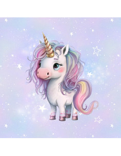 Leichter Sweatstoff-Panel 40 cm x 50 cm - Einhorn Prinzessin Sterne
