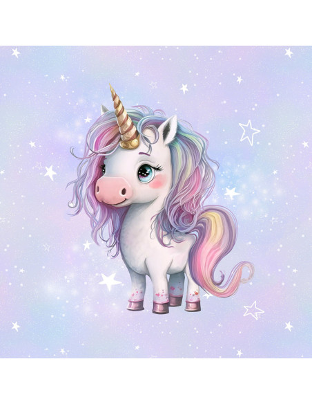 Leichter Sweatstoff-Panel 40 cm x 50 cm - Einhorn Prinzessin Sterne