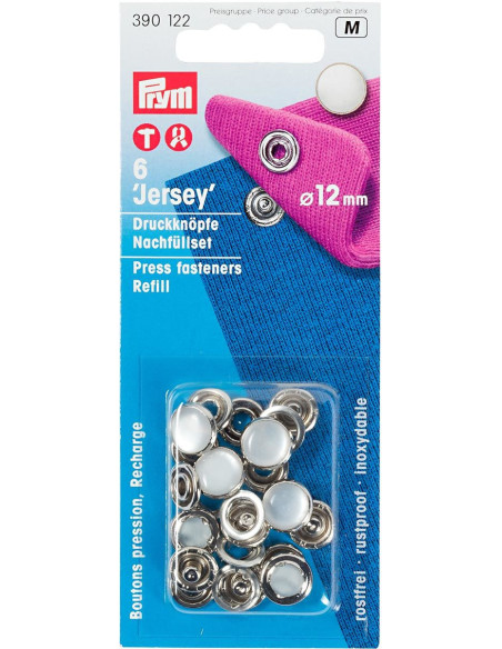 Nachfüllpackung mit 6 Druckknöpfen Jersey 12 mm Perlmutt
