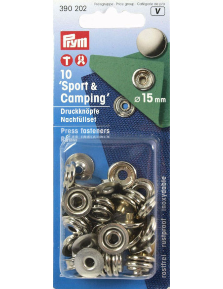 Nachfüllpackung mit 10 Druckknöpfen Sport Camping Nickel