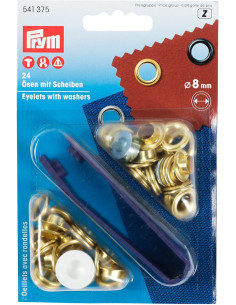 Box 24 Ösen 8 mm mit Befestigungswerkzeug - Gold