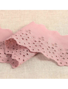 Englische Stickerei Blumen mit gewelltem Rand Lily - Altrosa