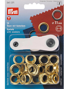 Schachtel mit 15 Ösen 11 mm mit Befestigungswerkzeug - Gold