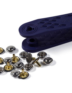 Schachtel mit 24 Nieten 9 mm mit Werkzeug - Silber und Schwarz 2