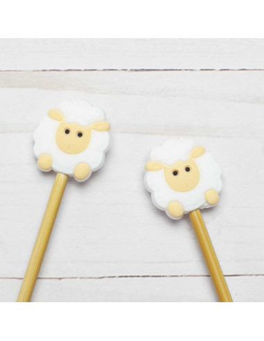 Maschenstopper für Stricknadeln - Weißes Schaf