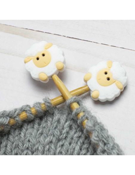 Maschenstopper für Stricknadeln - Weißes Schaf