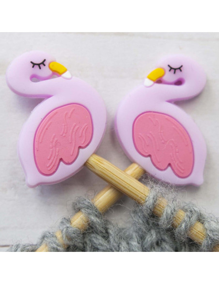Maschenstopper für Stricknadeln - Flamingo