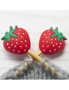 Maschenstopper für Stricknadeln - Erdbeeren