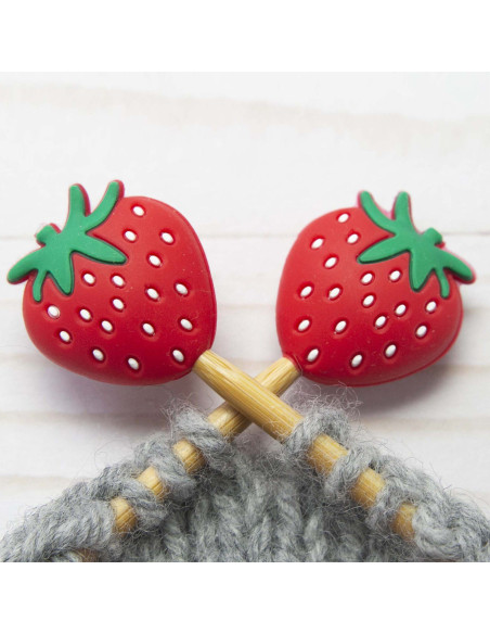 Maschenstopper für Stricknadeln - Erdbeeren