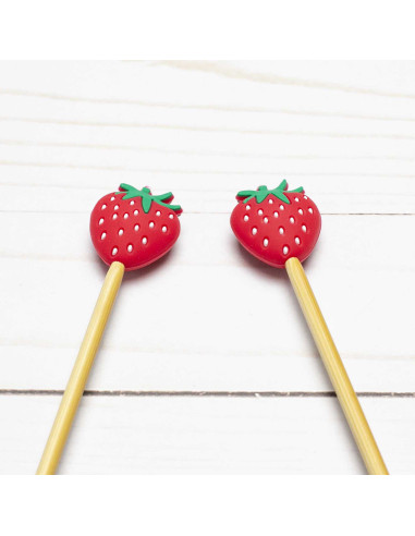 Maschenstopper für Stricknadeln - Erdbeeren