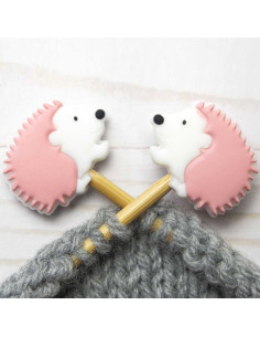 Maschenstopper für Stricknadeln - Rosa Igel