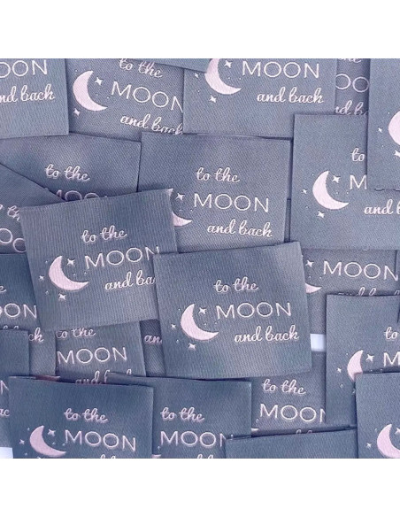 Satz von 5 gewebten Aufnähern zum Annähen To the moon and back