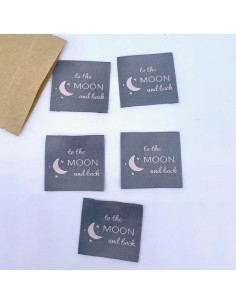 Satz von 5 gewebten Aufnähern zum Annähen To the moon and back 2