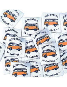 Satz von 5 gewebten Aufnähern zum Aufnähen Adventure is Calling