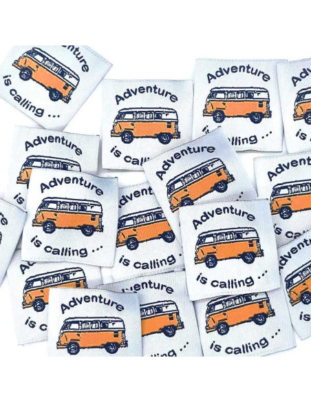 Satz von 5 gewebten Aufnähern zum Aufnähen Adventure is Calling