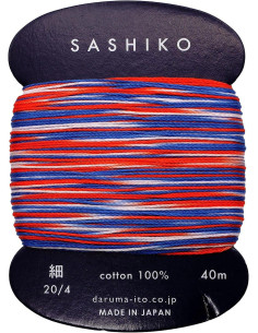 Daruma Kasuri Sashiko-Garn mehrfarbig 3 Farben 40 m