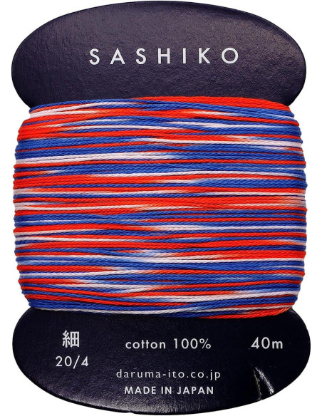 Daruma Kasuri Sashiko-Garn mehrfarbig 3 Farben 40 m