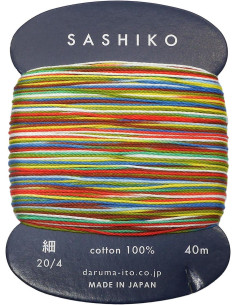 Daruma Kasuri Sashiko-Garn mehrfarbig 8 Farben 40 m