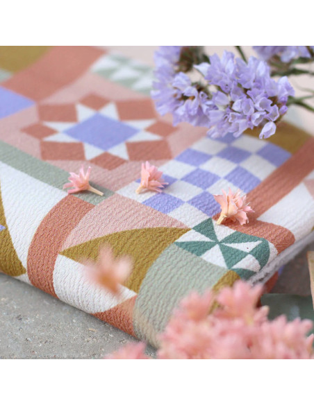 Marokkanischer Kreppstoff aus Viskose Patchwork Mauve - La Maison Naïve