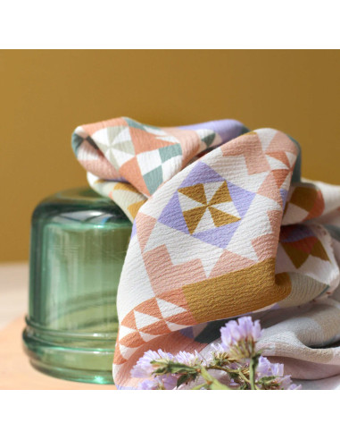 Marokkanischer Kreppstoff aus Viskose Patchwork Mauve - La Maison Naïve