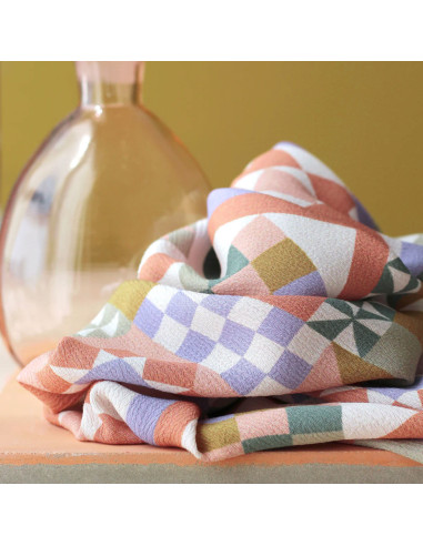 Marokkanischer Kreppstoff aus Viskose Patchwork Mauve - La Maison Naïve