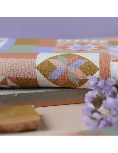 Marokkanischer Kreppstoff aus Viskose Patchwork Mauve - La Maison Naïve