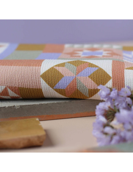 Marokkanischer Kreppstoff aus Viskose Patchwork Mauve - La Maison Naïve