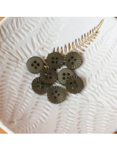 Gänseblümchenknopf mit 4 Löchern - Khaki