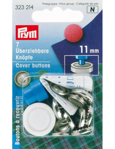 Schachtel mit 7 Knöpfen zum Beziehen mit Werkzeug 11 mm