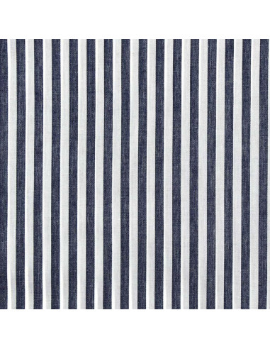 Baumwoll-Popeline-Stoff - Breite Streifen - Marineblau