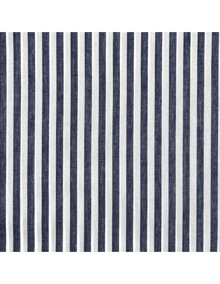 Baumwoll-Popeline-Stoff - Breite Streifen - Marineblau