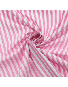 Baumwoll-Popeline-Stoff - Breite Streifen - Rosa
