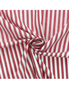 Baumwoll-Popeline-Stoff - Breite Streifen - Rot