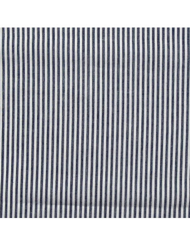 Baumwoll-Popeline-Stoff - Feine Streifen - Marineblau
