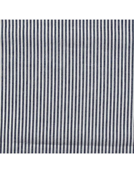 Baumwoll-Popeline-Stoff - Feine Streifen - Marineblau