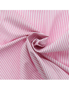 Baumwoll-Popeline-Stoff - Feine Streifen - Rosa
