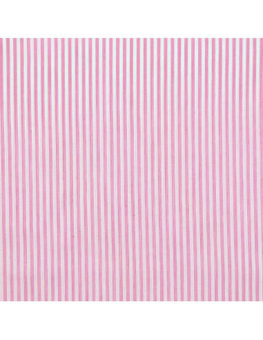 Baumwoll-Popeline-Stoff - Feine Streifen - Rosa