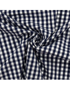 Baumwoll-Popeline-Stoff - Große Vichy-Karos - Marineblau