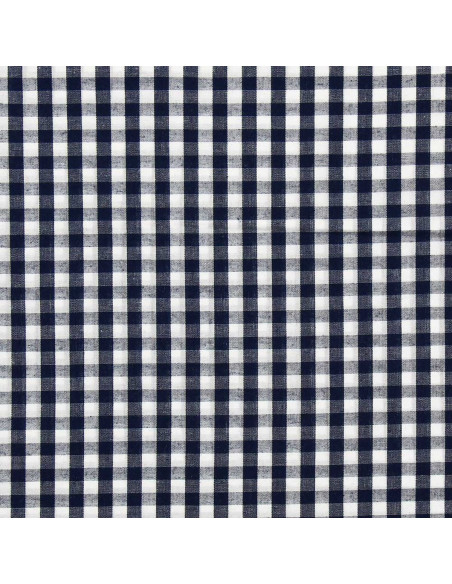 Baumwoll-Popeline-Stoff - Große Vichy-Karos - Marineblau