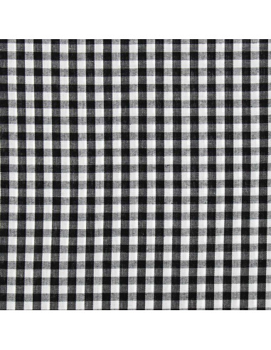 Baumwoll-Popeline-Stoff - Große Vichy-Karos - Schwarz