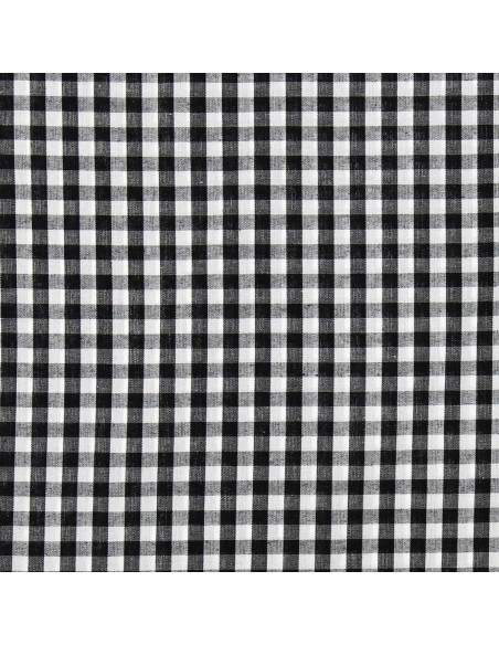 Baumwoll-Popeline-Stoff - Große Vichy-Karos - Schwarz