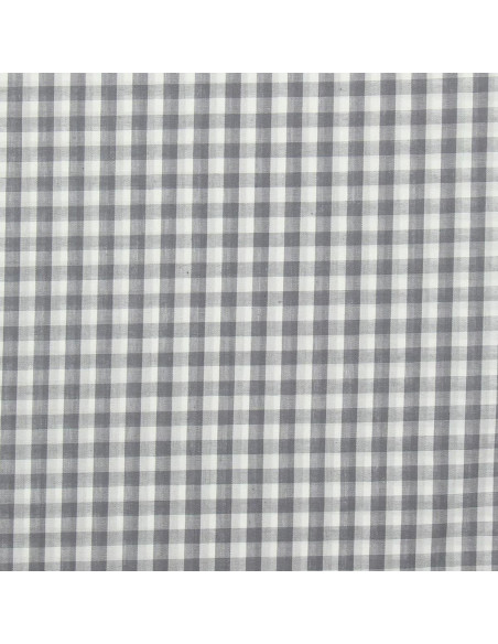 Baumwoll-Popeline-Stoff - Große Vichy-Karos - Grau