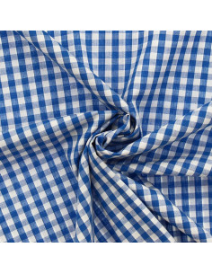 Baumwoll-Popeline-Stoff - Große Vichy-Karos - Blau