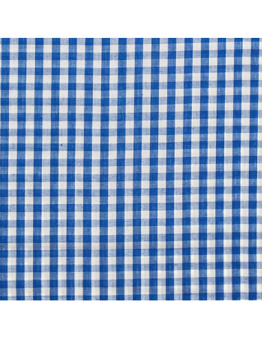 Baumwoll-Popeline-Stoff - Große Vichy-Karos - Blau