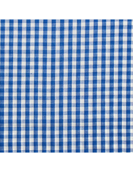 Baumwoll-Popeline-Stoff - Große Vichy-Karos - Blau