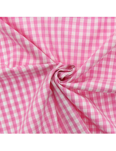 Baumwoll-Popeline-Stoff - Große Vichy-Karos - Rosa