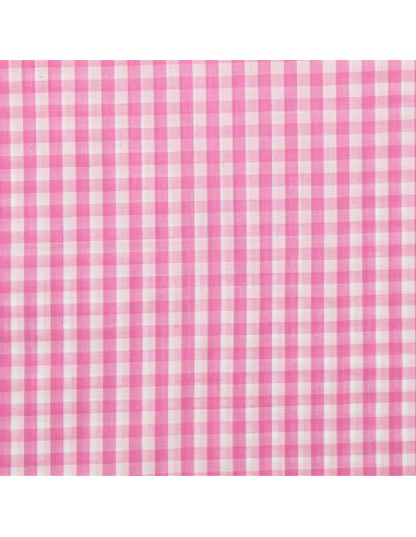 Baumwoll-Popeline-Stoff - Große Vichy-Karos - Rosa