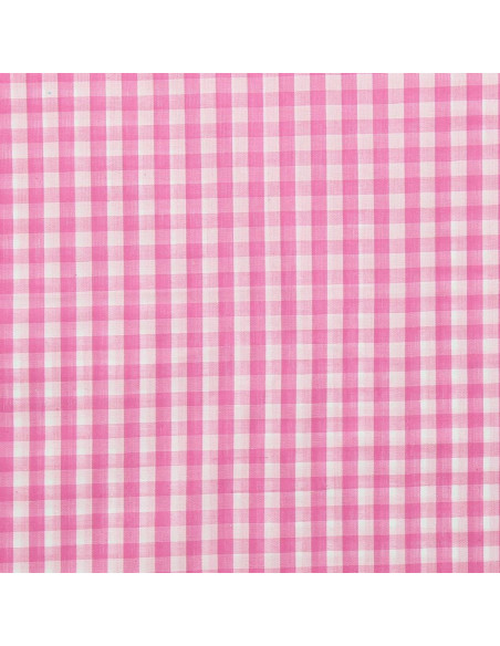 Baumwoll-Popeline-Stoff - Große Vichy-Karos - Rosa