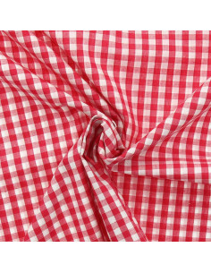 Baumwoll-Popeline-Stoff - Große Vichy-Karos - Himbeere
