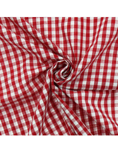 Baumwoll-Popeline-Stoff - Große Vichy-Karos - Rot